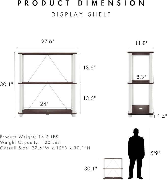 Homes: Inside + Out Apexa Modern 3-Tier Wide Shelving Units, Collectibles - Image 3