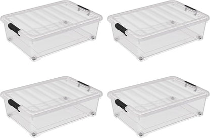 4 Pack Multipurpose 25 Qt Underbed Secure Latching Bin, Plastic Storage - Image 4