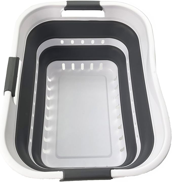 SAMMART Collapsible Plastic Rectangular Laundry Basket by SAMMART