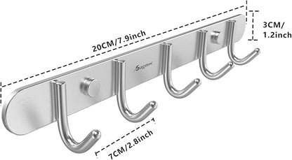 Coat Hook Rail Brushed Nickel 13-inch 5 Hooks Hanger Wall Mounted - Image 2