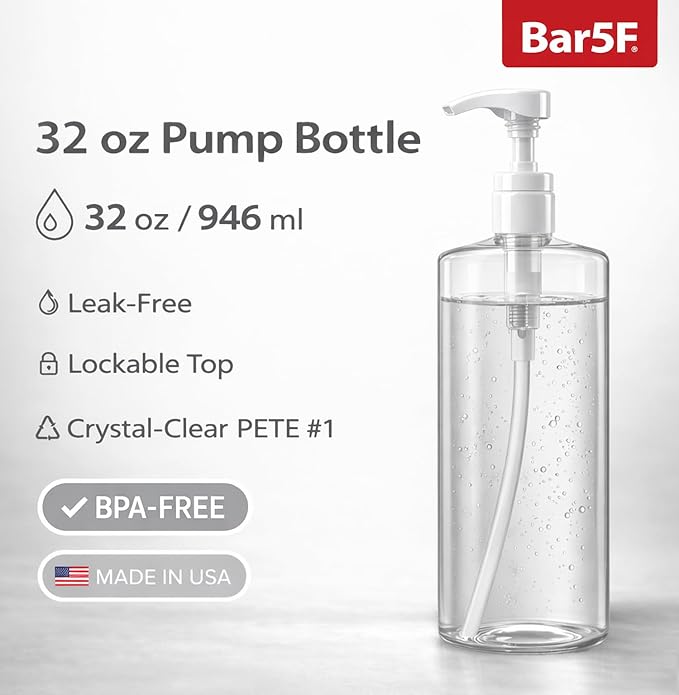 Bar5F Pump Bottle Empty for Shampoo Conditioner Body Wash Lotion BPA-Free - Image 2