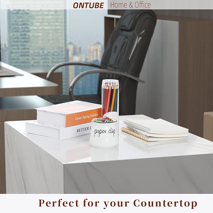 ONTUBE Farmhouse Paper Clip Holders, Ceramic Binder Clip Dispenser Organizer - Image 5