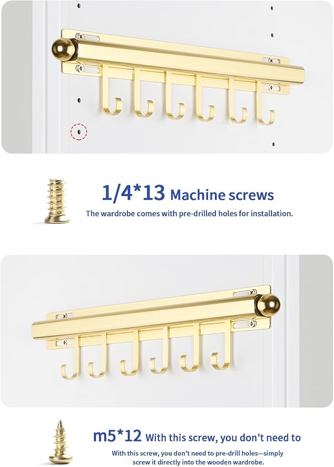 BaiNong Valet Rod for Closets Pull Out 16.5" Gold - Image 9
