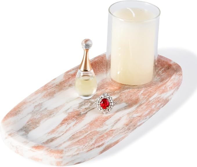 Koville Natural Marble Tray for Bathroom Countertop, Vanity Tray for Decor by Koville
