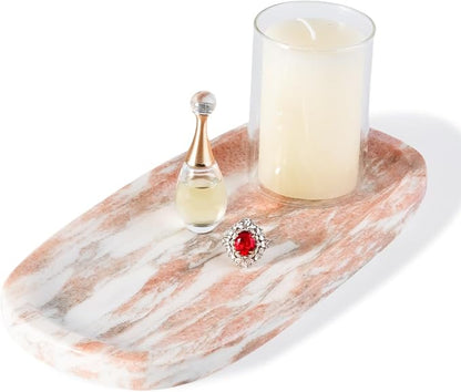 Koville Natural Marble Tray for Bathroom Countertop, Vanity Tray for Decor by Koville