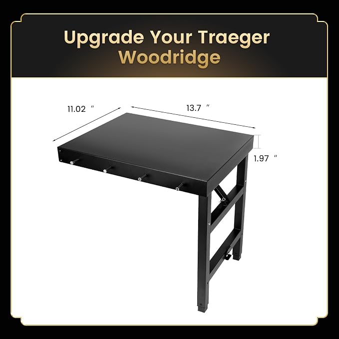 QuliMetal Foldable Side Shelf for Traeger Woodridge, Woodridge Pro and - Image 2