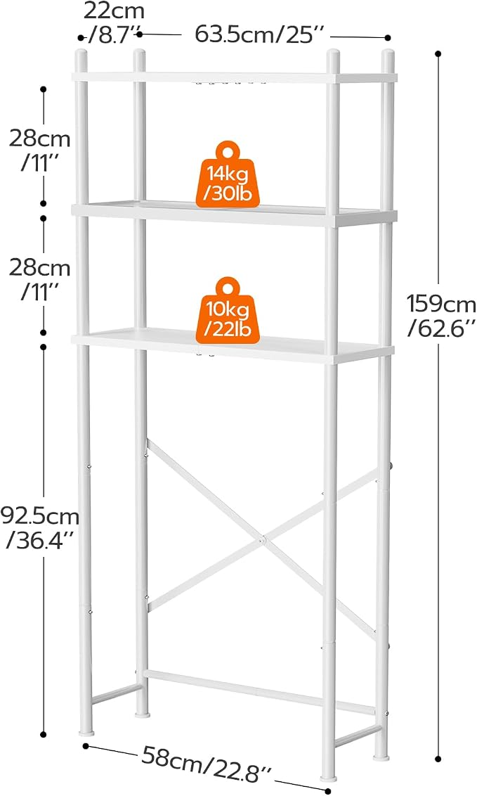 HOOBRO Over the Toilet Storage, 3-Tier Over Toilet Bathroom Organizer, - Image 3