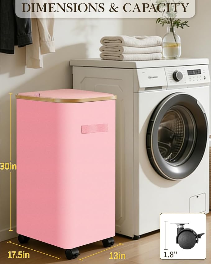 Laundry Hamper with Wheels, 110L Large Clothes Hamper with Removable Inner Bag - Image 2