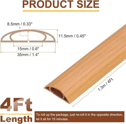 HARFINGTON 4ft Cord Cover Floor W0.6 x H0.33 Inner Channel PVC Hide Extension - Image 2