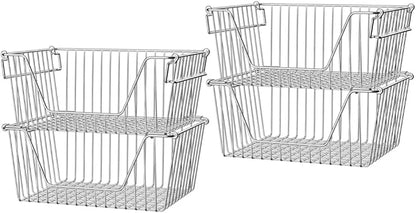 Slideep Large Stackable Storage Baskets Cabinet Organizer Sturdy Metal Wire by WelcometotheSlideep