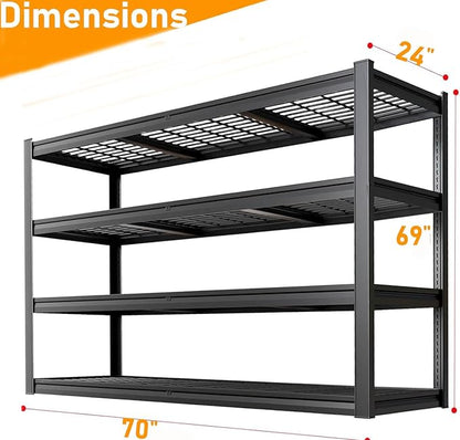 70" W Garage Shelving Heavy Duty, 4 Tier Garage Shelves, Commercial Metal - Image 2