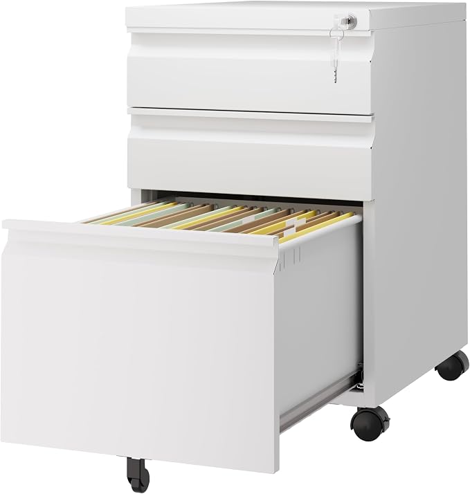 3 Drawer Mobile File Cabinet by LISSIMO