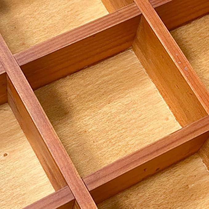 Cregugua 2 Pack Wooden Sorting Tray Grid Display Wood Divided Organizer Brown - Image 2