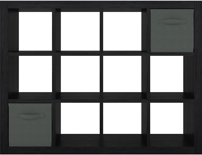 furtble Bookshelf with Storage Bin, 12-Cube Storage Organizer, Modern Wood Open - Image 8