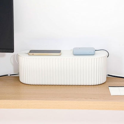 White Cable Management Box, Plastic Cable Box Organizer - Image 4
