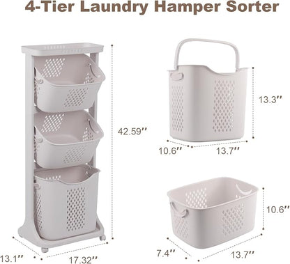 FAHKNS 3-Tier Laundry Hamper Sorter Cart - Image 2