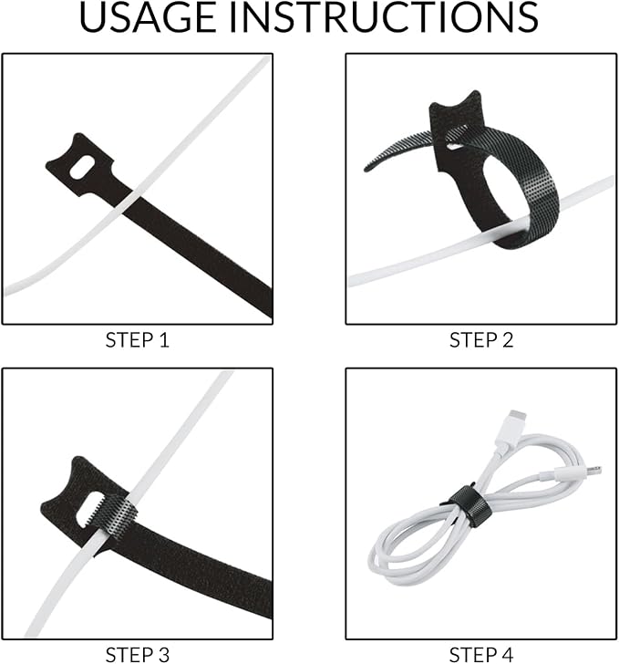 100-Pack 8 Inches Cord Organizer, Reusable Under Desk Cable Management System - Image 4
