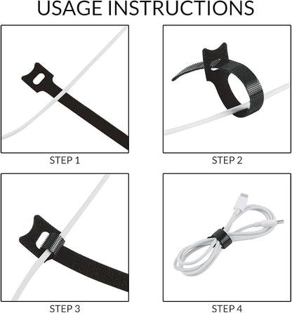 100-Pack 8 Inches Cord Organizer, Reusable Under Desk Cable Management System - Image 4