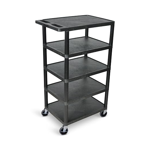 FSE 373-BC50-B Five Flat-Shelf Structural Foam Plastic Cart - Image 2