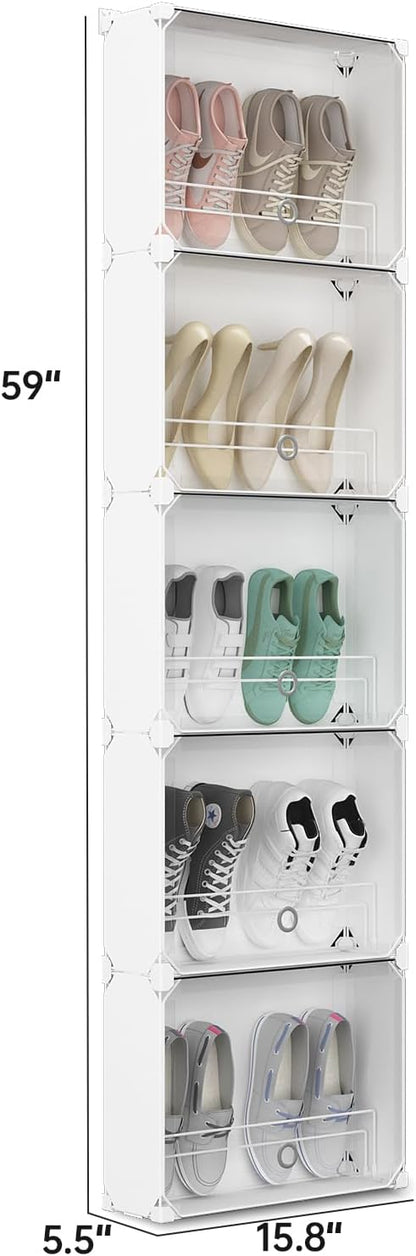 MAGINELS 5-Tier Slim Shoe Rack Organizer, Thin Storage Shelf - Image 2