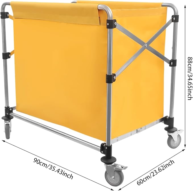 Commercial Laundry Cart with Wheels, Folding Laundry Hamper Cart, Heavy Duty - Image 2