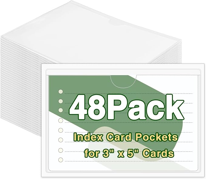 48 Pack Adhesive Index Card Holders, Strong Adhesive, Fits Bins Shelves Totes by BESARME
