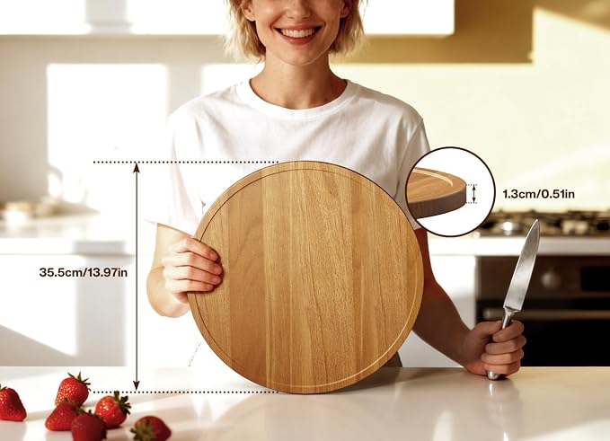 14" Acacia Wood Lazy Susan Turntable Organizer - Image 7
