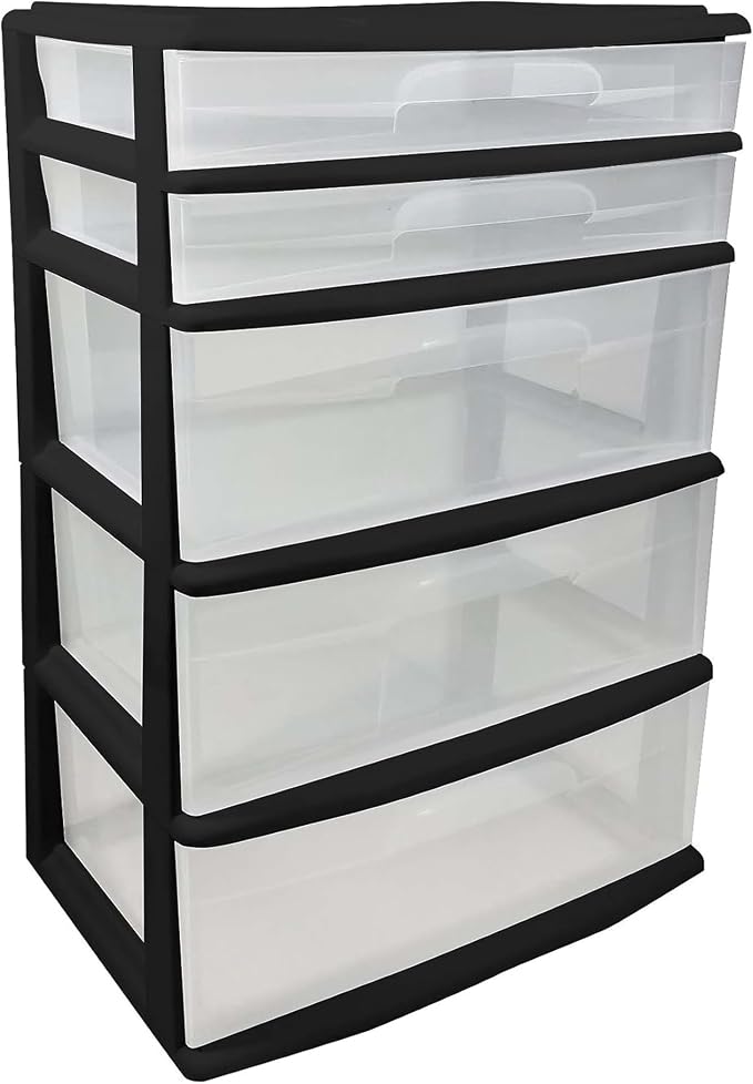 HOMZ Plastic 5 Drawer Wide Storage Tower - Image 9