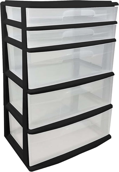 HOMZ Plastic 5 Drawer Wide Storage Tower - Image 9