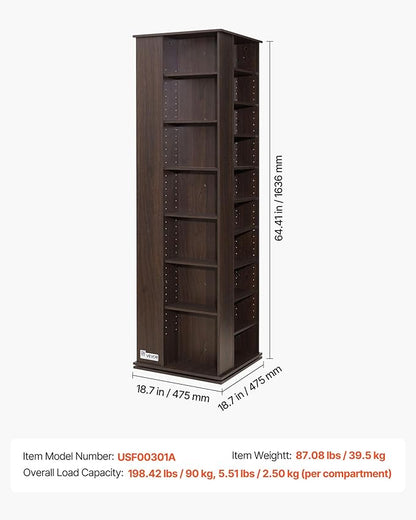 VEVOR Media Storage Cabinet, CD Rack Tower, 34 Compartments Rotating Media - Image 3