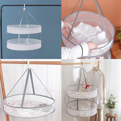 2 Pack Drying Rack Clothing Collapsible Laundry Basket 23'' Folding Hanging Dry - Image 2