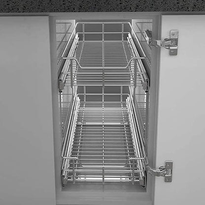 2 Tier Pull Out Cabinet Organizer 18" W X 22" D, Slide Out Drawers - Image 9