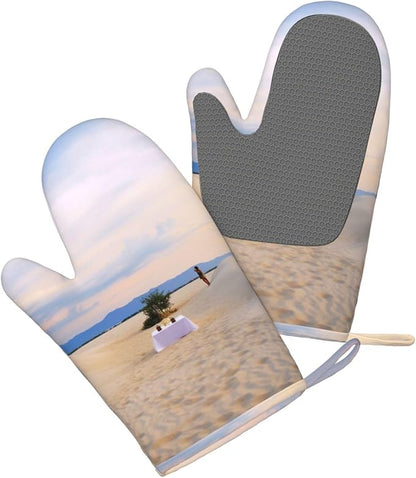 Romantic White Sand Landscape Print Oven Mitts Set of 2, Heat Resistant - Image 3