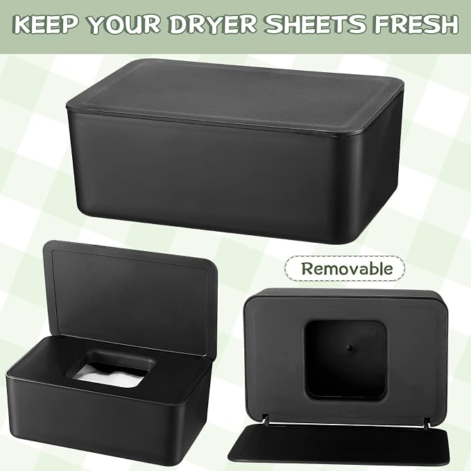 Newtay Dryer Sheet Holder with Hinged Lid, Plastic Dryer Sheet Dispenser - Image 4
