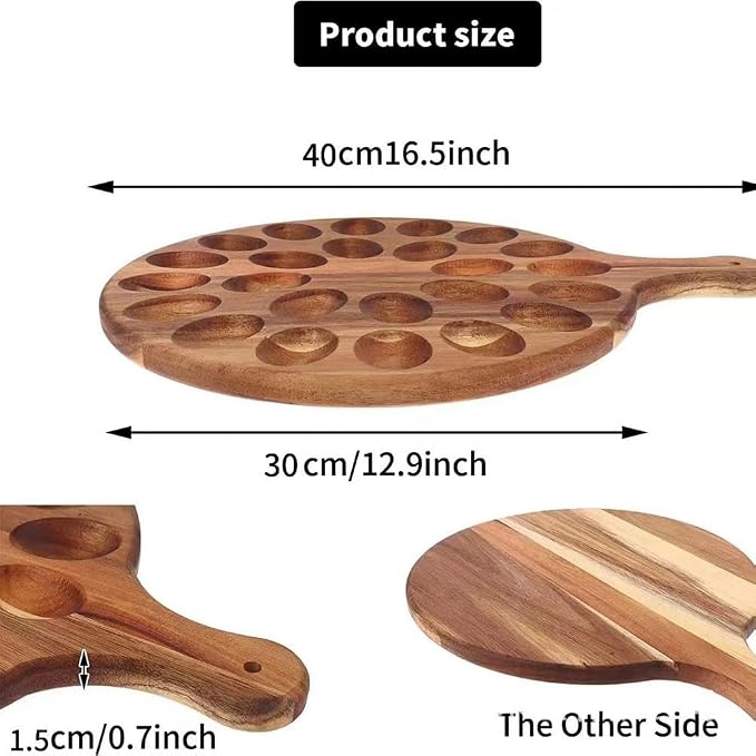 24 Holes Wood Deviled Egg Platter Round Tray - Image 5