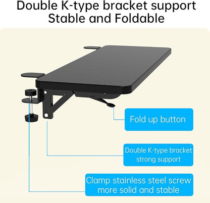 Sisyphy Ergonomics Desk Extender Tray, 29.5x9.5" Punch-Free Clamp on, Foldable - Image 9