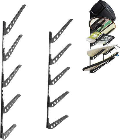 5 Board Surf Rack Wall Mount for Surfboard, Snowboard Storage Adjustable Wall by HIKULAOUTDOORSPORTS