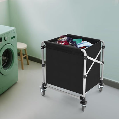 Commercial Laundry Cart with Wheels, Folding Laundry Hamper Cart, Heavy Duty - Image 6