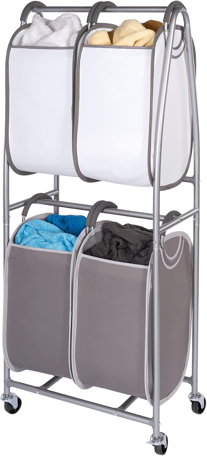 Neatfreak - 2 Tier Vertical Rolling Laundry Cart - Rolling Storage Cart On - Image 6