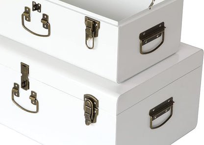 Vixdonos Decorative Metal Box Storage Trunks Set of 2 College Dorm Chest - Image 3