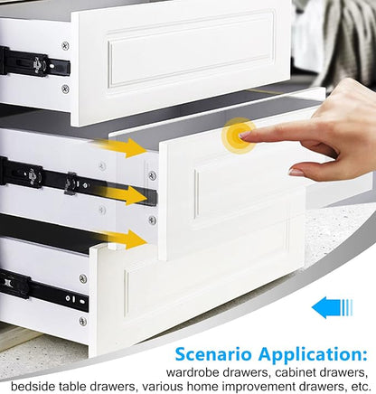 YENUO Push to Open Drawer Slides Full Extension 12–24 Inch 100 LB | Side Mount - Image 7