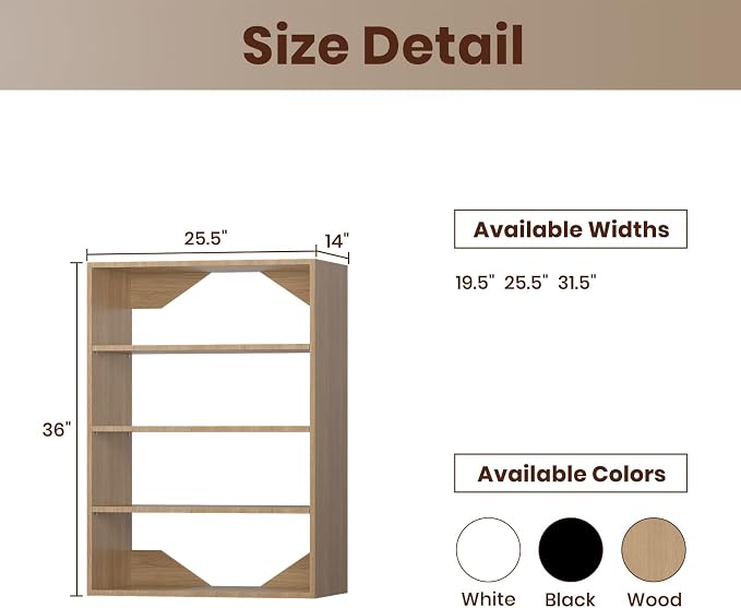 ROOMTEC 25.5" Shelf Short Tower Closet Unit, Modular Closet System - Image 2