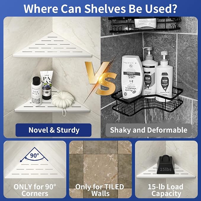 Corner Shower Shelf, 304 Stainless Steel - Image 3