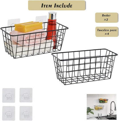 JUNCHU CHERRY 2 Pack Hanging Storage Basket, Bathroom Basket, Household Goods - Image 4
