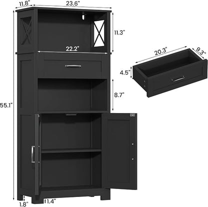 Saudism Farmhouse Black Storage Cabinet - Image 2