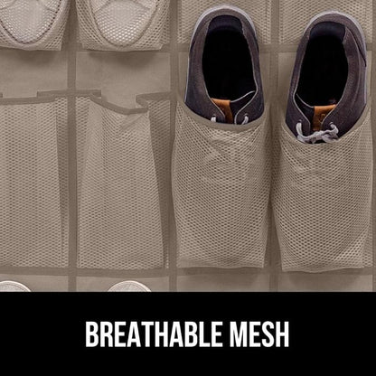 GORILLA GRIP Over the Door Shoe Organizer, 24 Large Breathable Mesh Pockets - Image 5