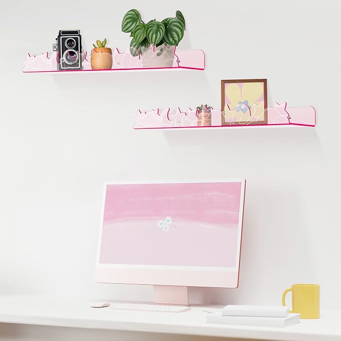 Floating Shelves for Wall, 4 Pack 15.7’’x 3.5’’Adhesive Acrylic Shelves - Image 2