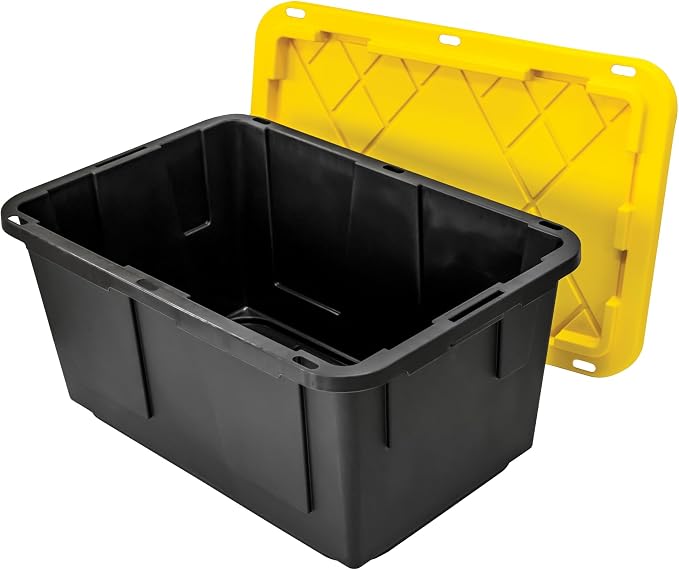 6 Pack 27 Gallon Black & Yellow Heavy-Duty Stackable Storage Bins - Image 6