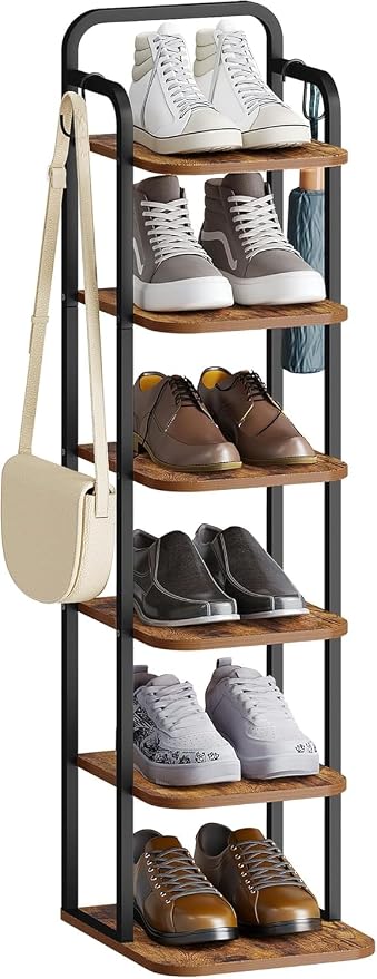 Hzuaneri 6 Tiers Vertical Shoe Rack, Narrow Shoe Tower, Tall Shoes Shelf - Image 9
