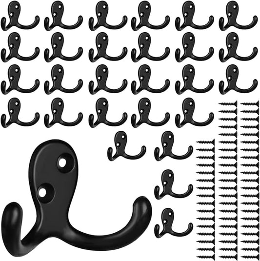 IBosins 28 Pack Heavy Duty Double Prong Coat Hooks Wall Mounted by IBosins